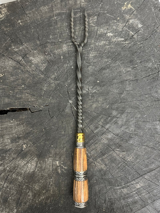 10" BBQ & Grill Fork, Jacaranda Hardwood, Nickel Rings, CS1020