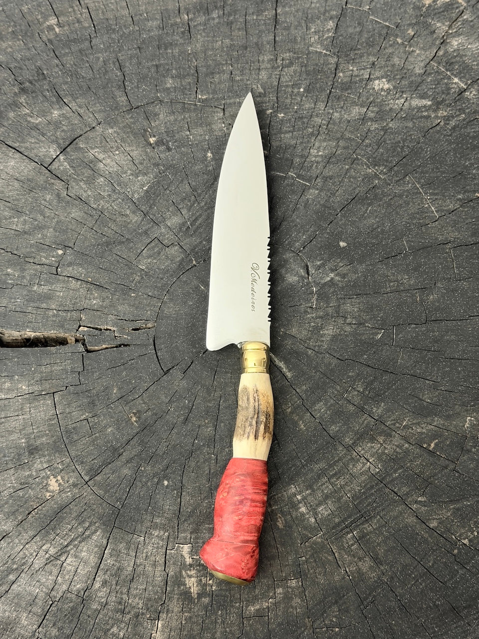 6" Utility Knife, Deer Antler &amp; Maple Burl, SS440 - 150mm