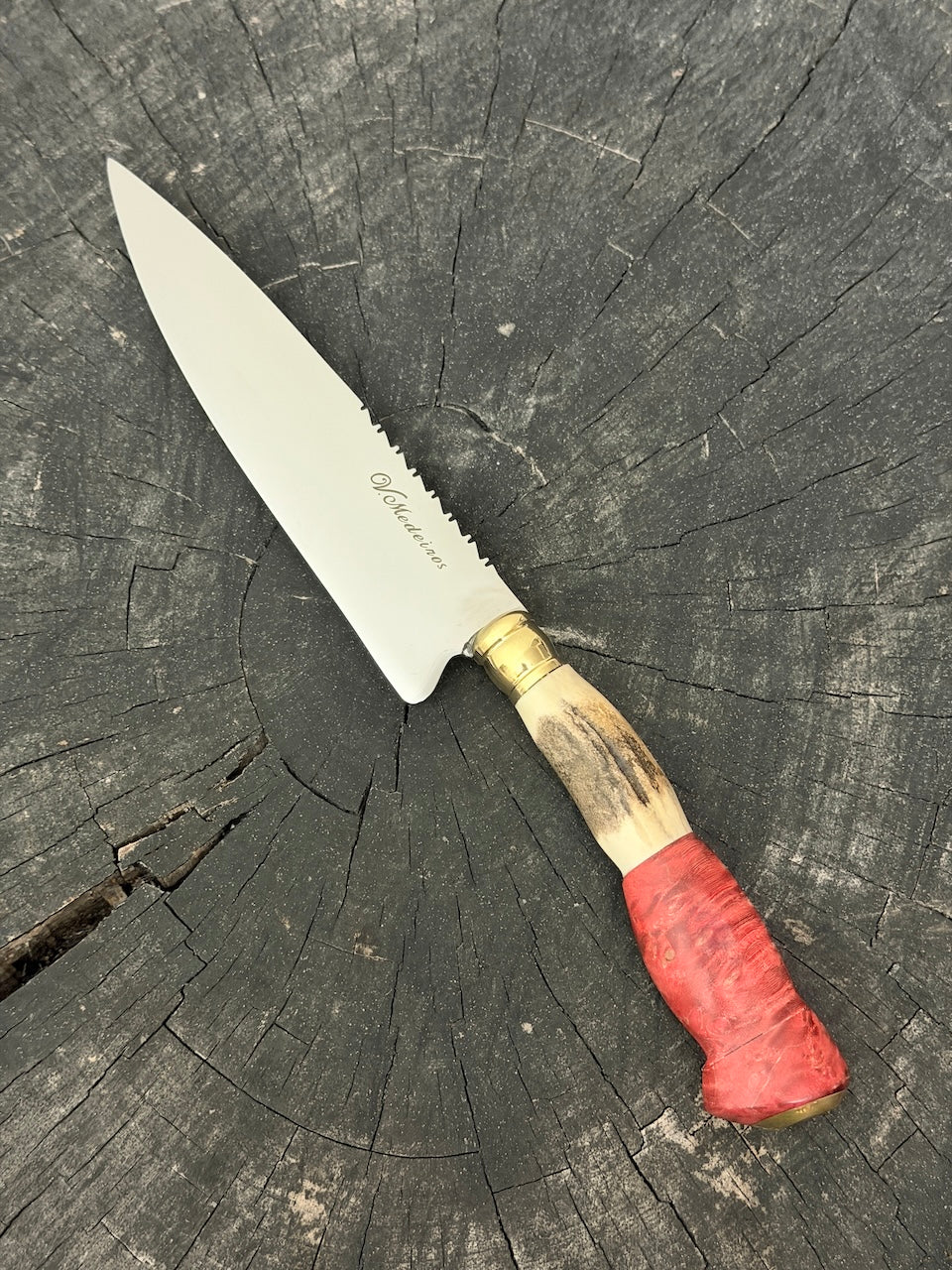 6" Utility Knife, Deer Antler &amp; Maple Burl, SS440 - 150mm