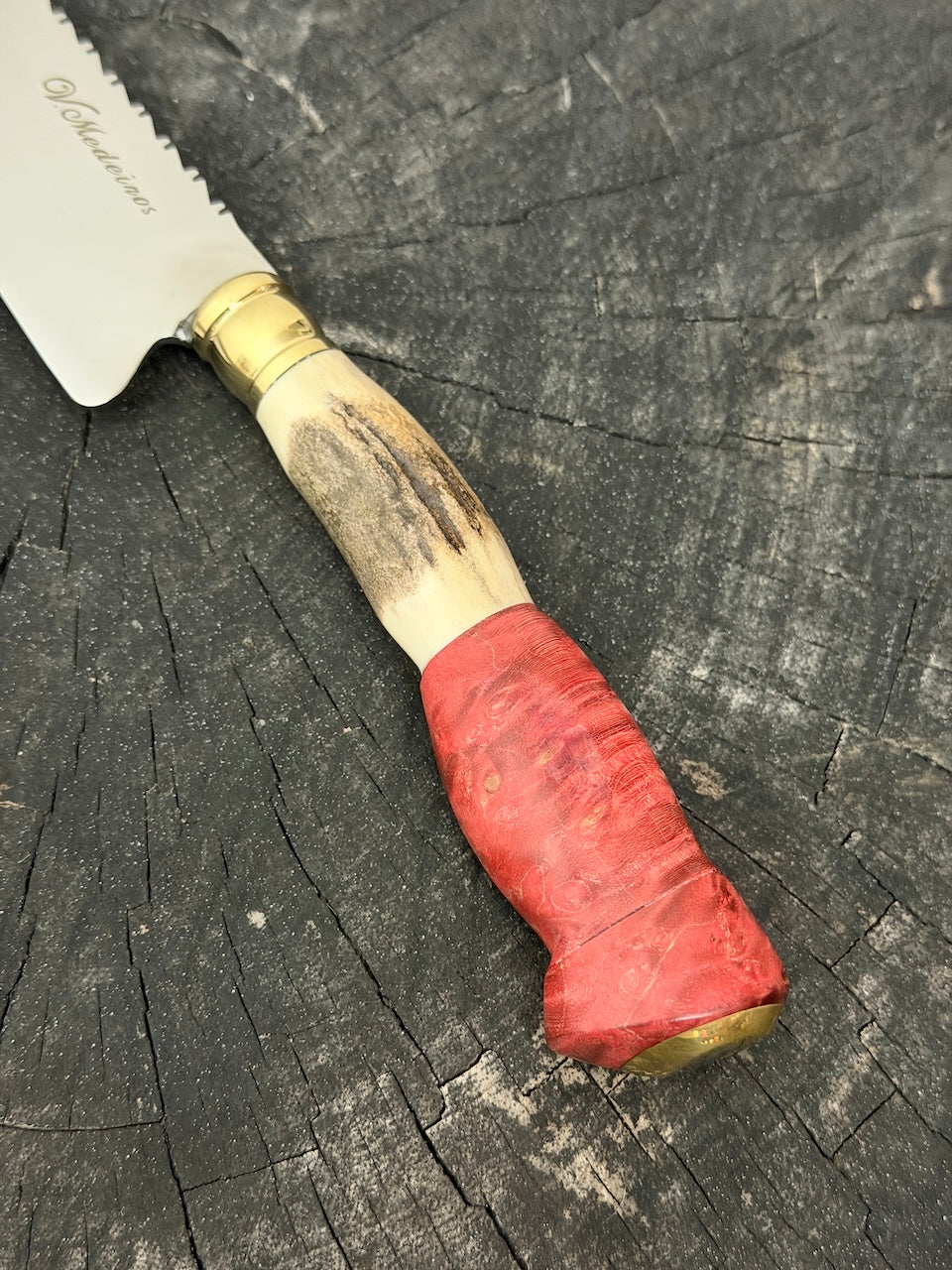 6" Utility Knife, Deer Antler &amp; Maple Burl, SS440 - 150mm