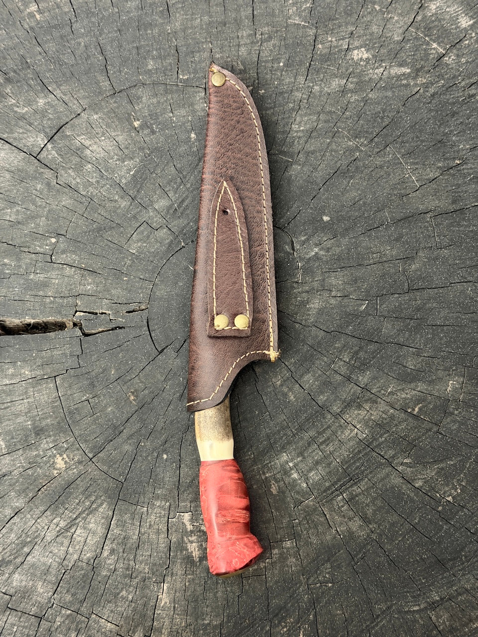 6" Utility Knife, Deer Antler &amp; Maple Burl, SS440 - 150mm