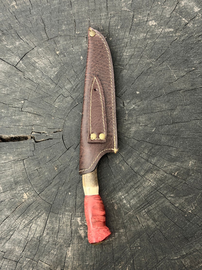 6" Utility Knife, Deer Antler &amp; Maple Burl, SS440 - 150mm