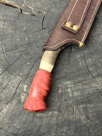 6" Utility Knife, Deer Antler &amp; Maple Burl, SS440 - 150mm
