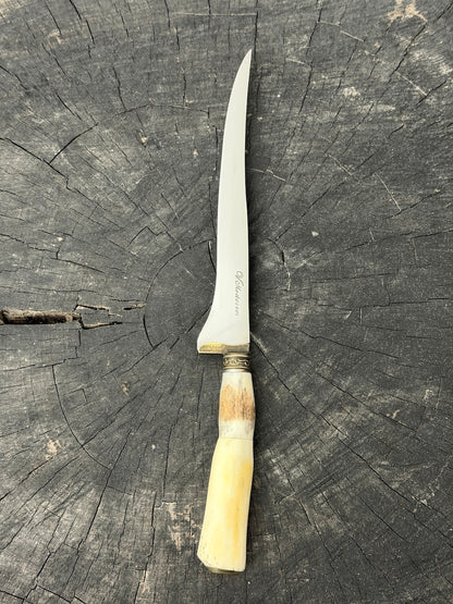 8" Boning Knife, Ostrich Bone &amp; Deer Antler, SS420 - 200mm