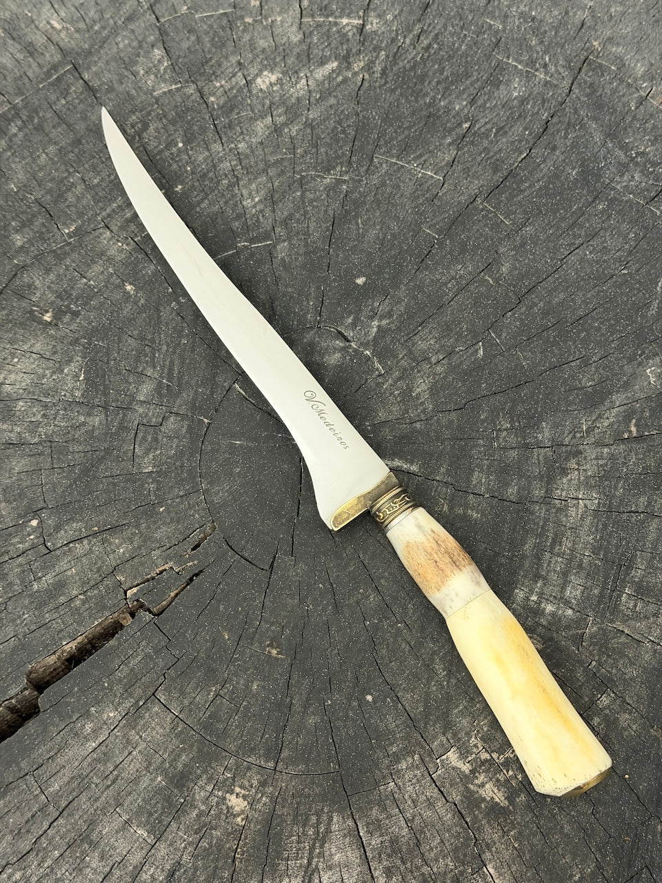 8" Boning Knife, Ostrich Bone &amp; Deer Antler, SS420 - 200mm