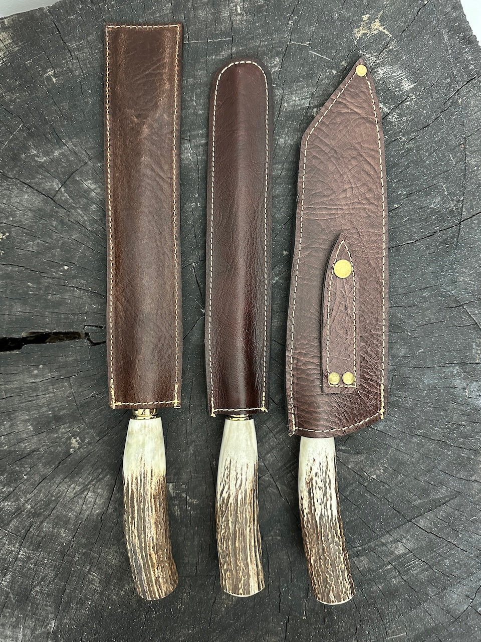 BBQ Knife &amp; Fork Set, Deer Antler, SS440 - 220mm