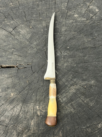 8" Boning Knife, Ostrich Bone &amp; Deer Antler, SS420 - 200mm