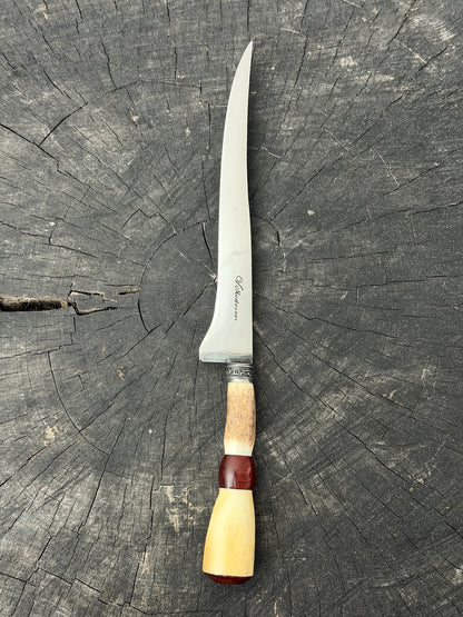 8" Boning Knife, Ostrich Bone &amp; Deer Antler, SS420 - 200mm