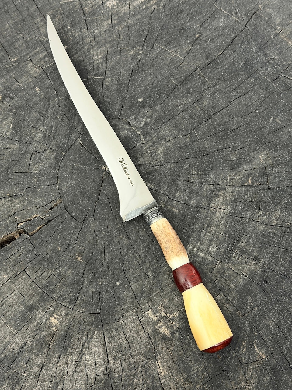 8" Boning Knife, Ostrich Bone &amp; Deer Antler, SS420 - 200mm