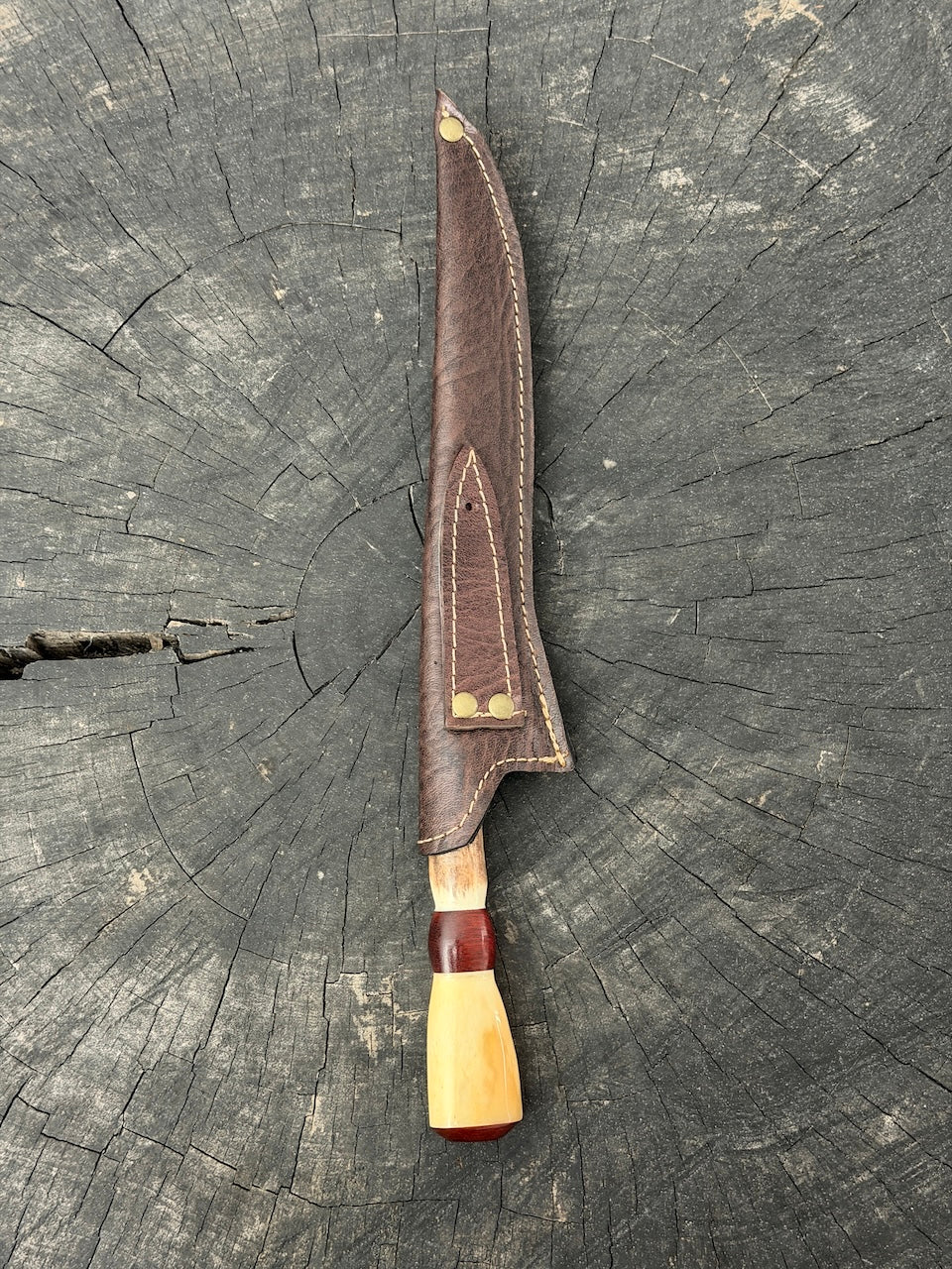 8" Boning Knife, Ostrich Bone &amp; Deer Antler, SS420 - 200mm
