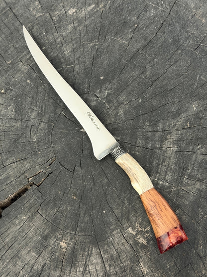 8" Boning Knife, Ostrich Bone &amp; Native Hardwood, SS420 - 200mm
