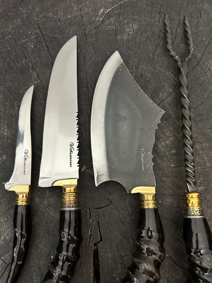 BBQ Exotic Knife Set, Antelope Horn, RSS440 - 250mm