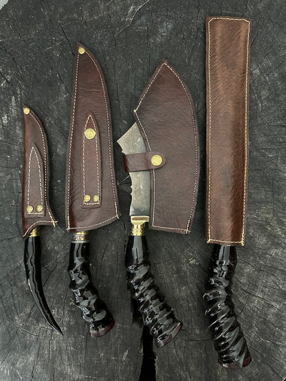 BBQ Exotic Knife Set, Antelope Horn, RSS440 - 250mm