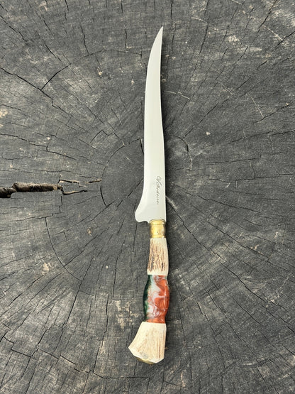 8" Boning Knife, Deer Antler, SS420 - 200mm