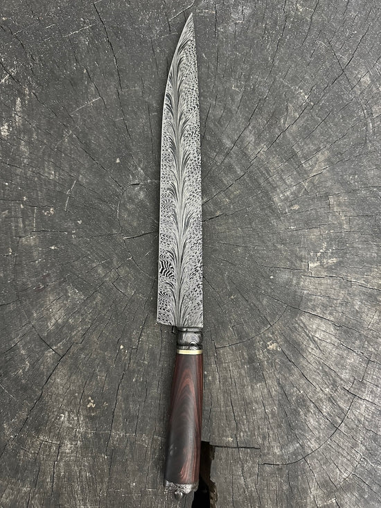 10.5" Neves Damascus Feather Knife 220 Layers CS1095 15n20