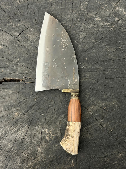 8" Cutelo / Serbian Knife / Cleaver, Deer Antler, RSS440