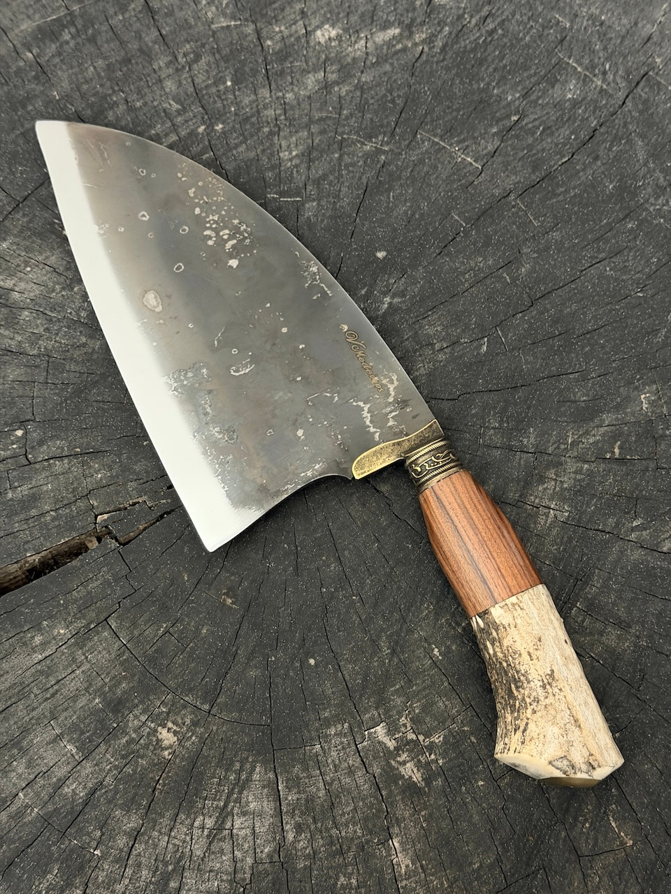 8" Cutelo / Serbian Knife / Cleaver, Deer Antler, RSS440