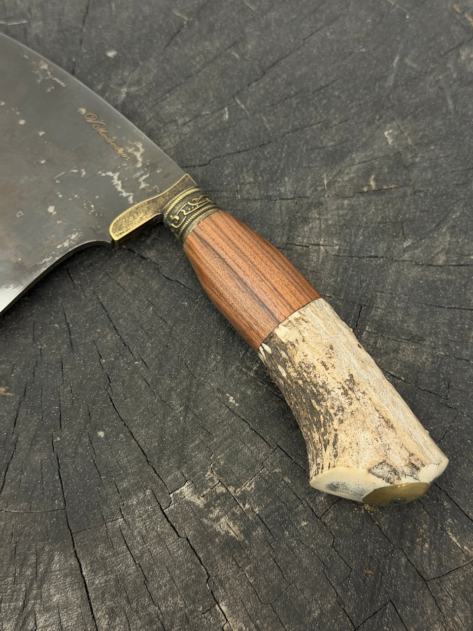 8" Cutelo / Serbian Knife / Cleaver, Deer Antler, RSS440