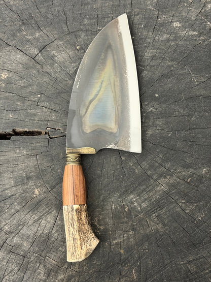 8" Cutelo / Serbian Knife / Cleaver, Deer Antler, RSS440