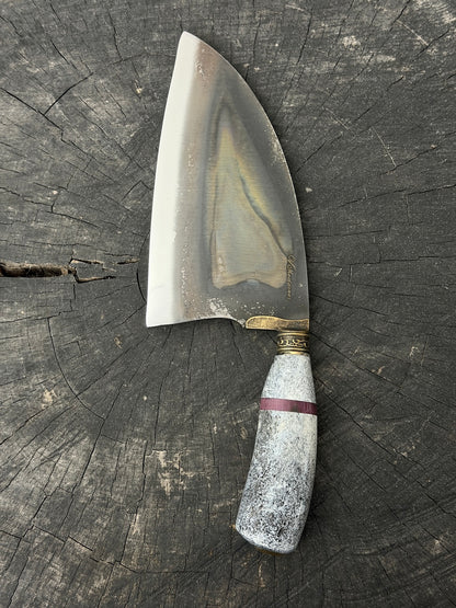 8" Cutelo / Serbian Knife / Cleaver, Whale Rib Bone, RSS440