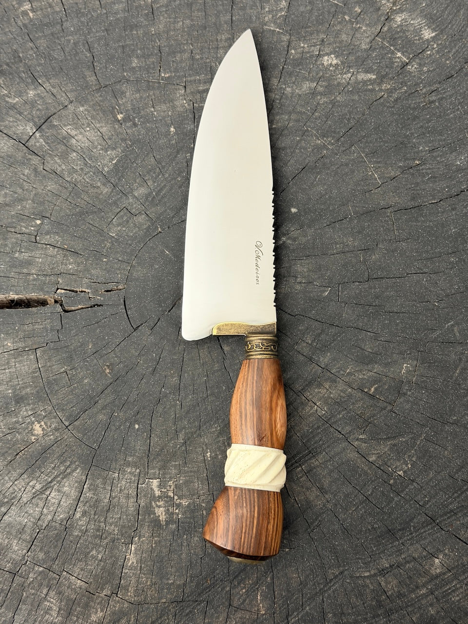 8" Picanha Chef Knife, Jacaranda Hardwood &amp; Ostrich Bone, SS440 - 200mm