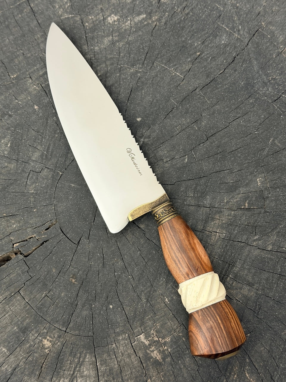 8" Picanha Chef Knife, Jacaranda Hardwood &amp; Ostrich Bone, SS440 - 200mm