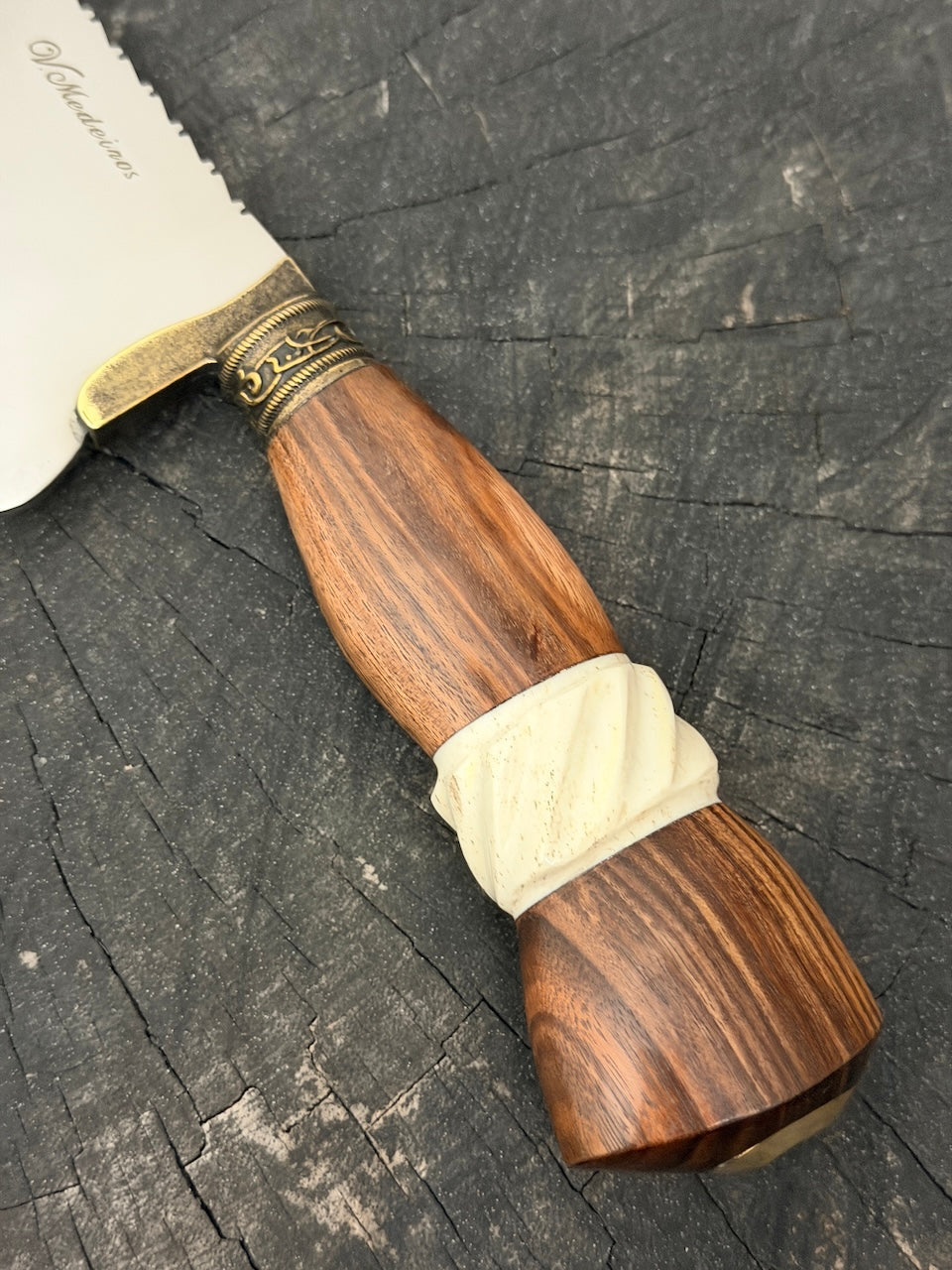 8" Picanha Chef Knife, Jacaranda Hardwood &amp; Ostrich Bone, SS440 - 200mm