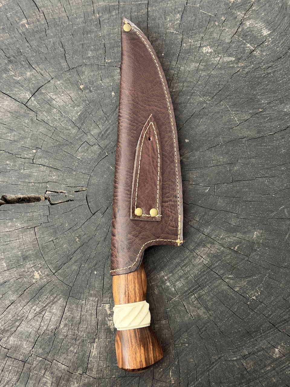 8" Picanha Chef Knife, Jacaranda Hardwood &amp; Ostrich Bone, SS440 - 200mm