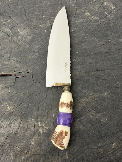 8" Picanha Chef Knife, Deer Antler, SS440 - 200mm
