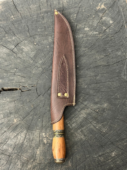 9" Artisan BBQ Knife, Brauninha Hardwood, SS440 - 230mm