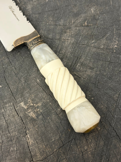 9" Artisan BBQ Knife, Ostrich Bone, SS440 - 230mm