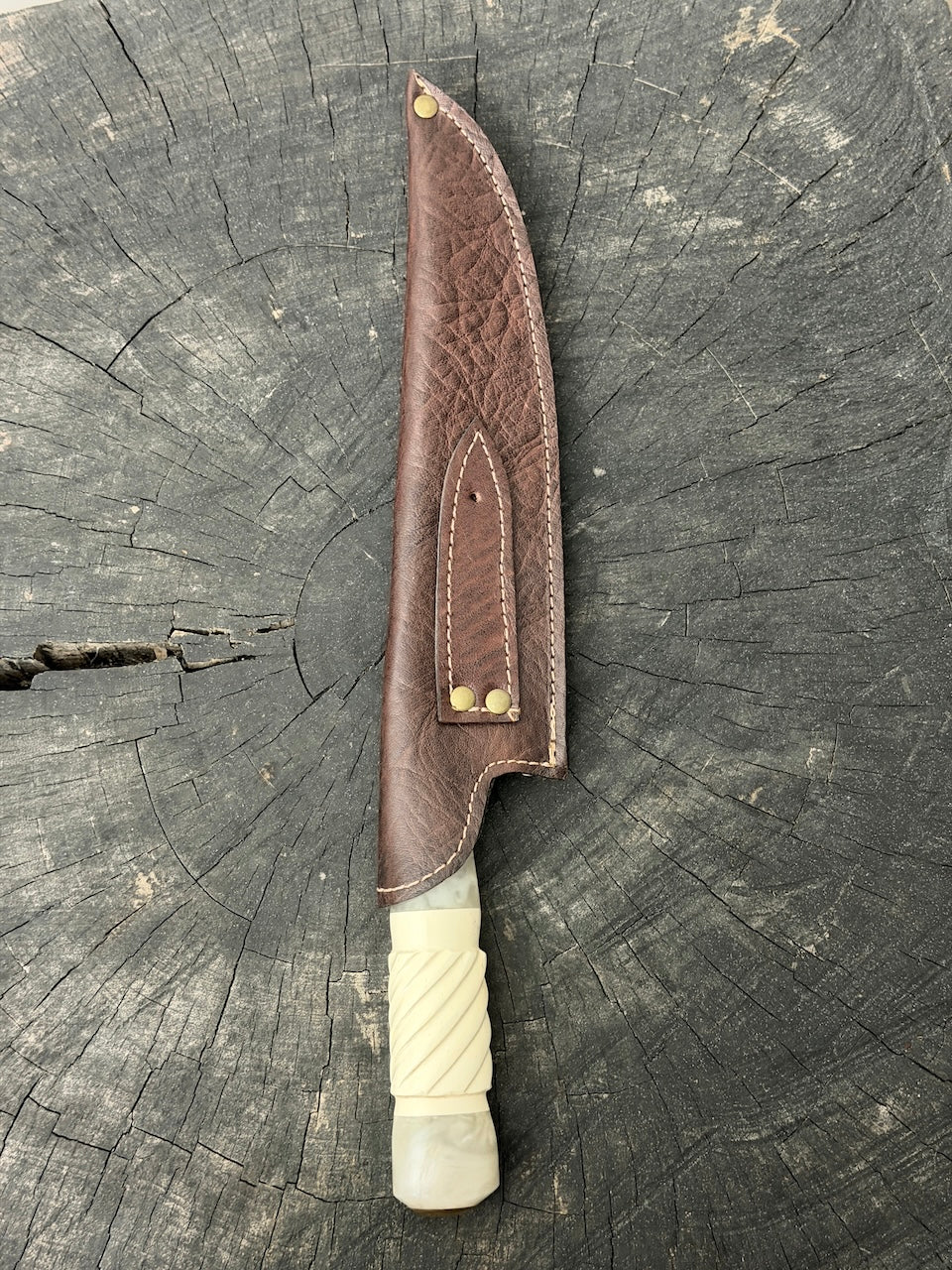 9" Artisan BBQ Knife, Ostrich Bone, SS440 - 230mm