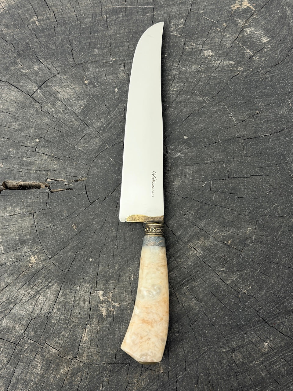 9" Artisan BBQ Knife, Custom Block, SS440 - 230mm