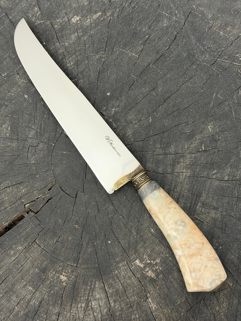 9" Artisan BBQ Knife, Custom Block, SS440 - 230mm