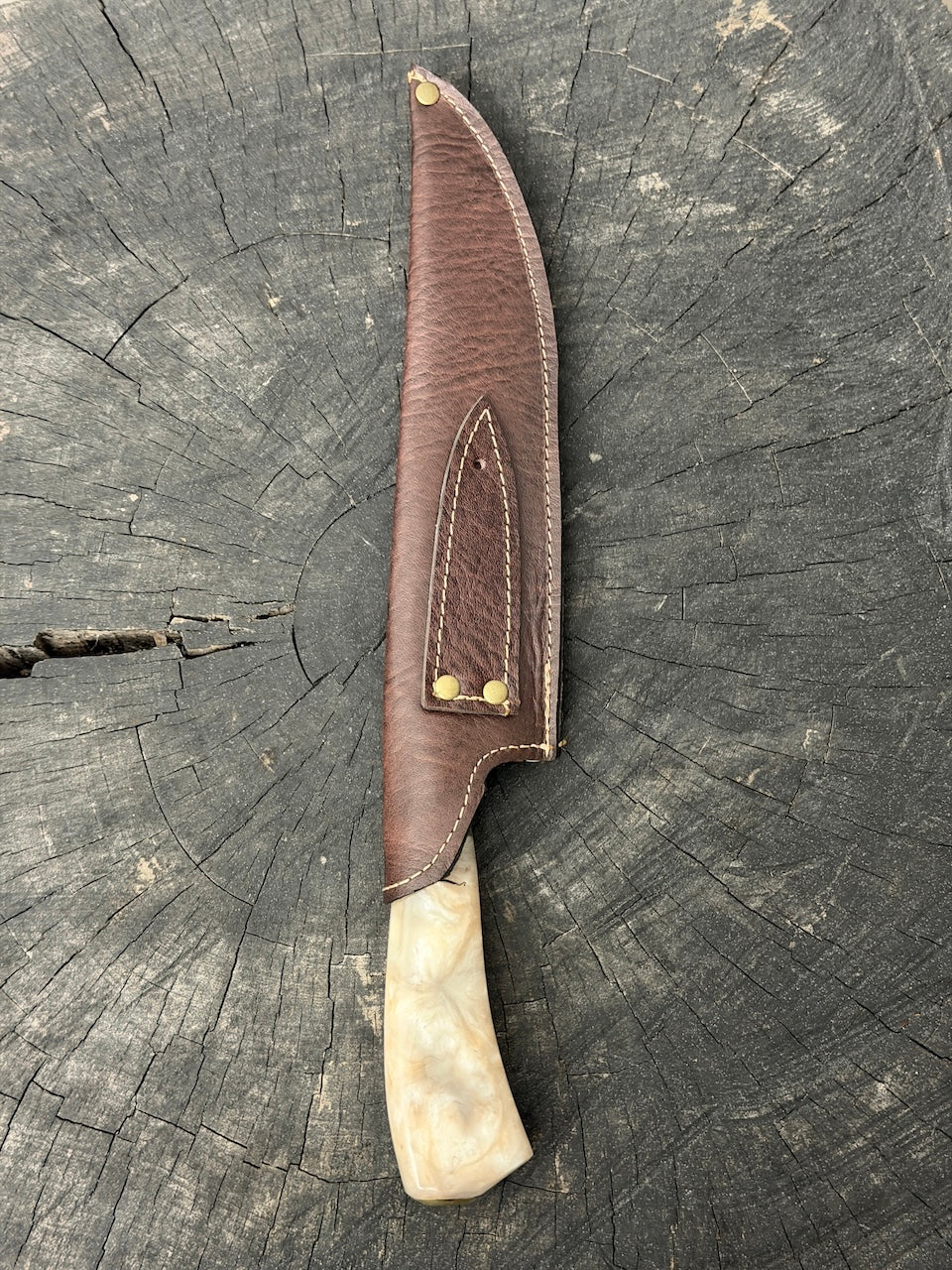 9" Artisan BBQ Knife, Custom Block, SS440 - 230mm