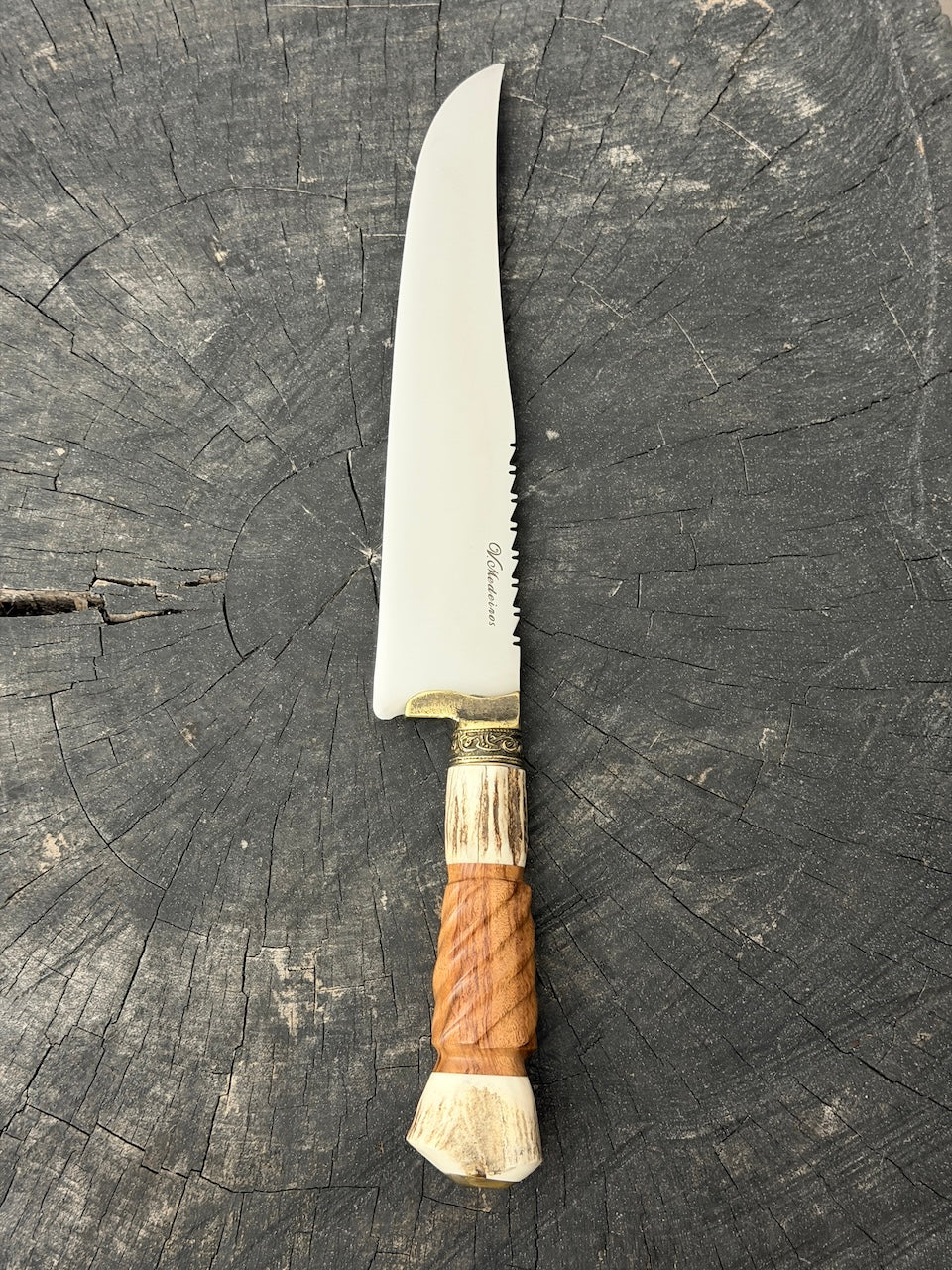 9" Artisan BBQ Knife, Deer Antler, SS440 - 230mm