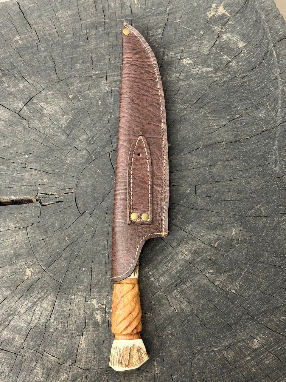 9" Artisan BBQ Knife, Deer Antler, SS440 - 230mm