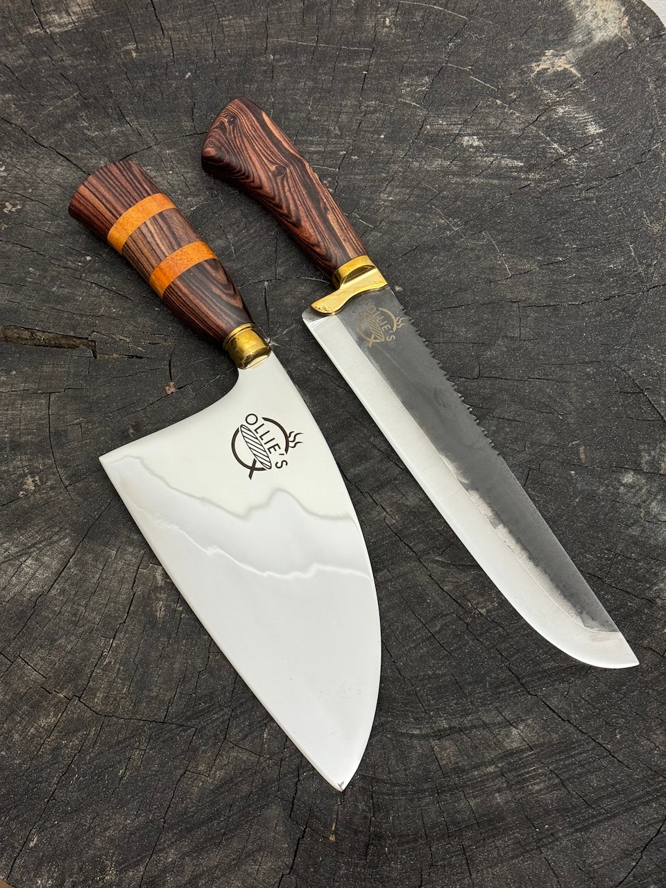 8&quot; Cleaver &amp; 9&quot; Artisan Knives, Jacaranda Hardwood, SS440