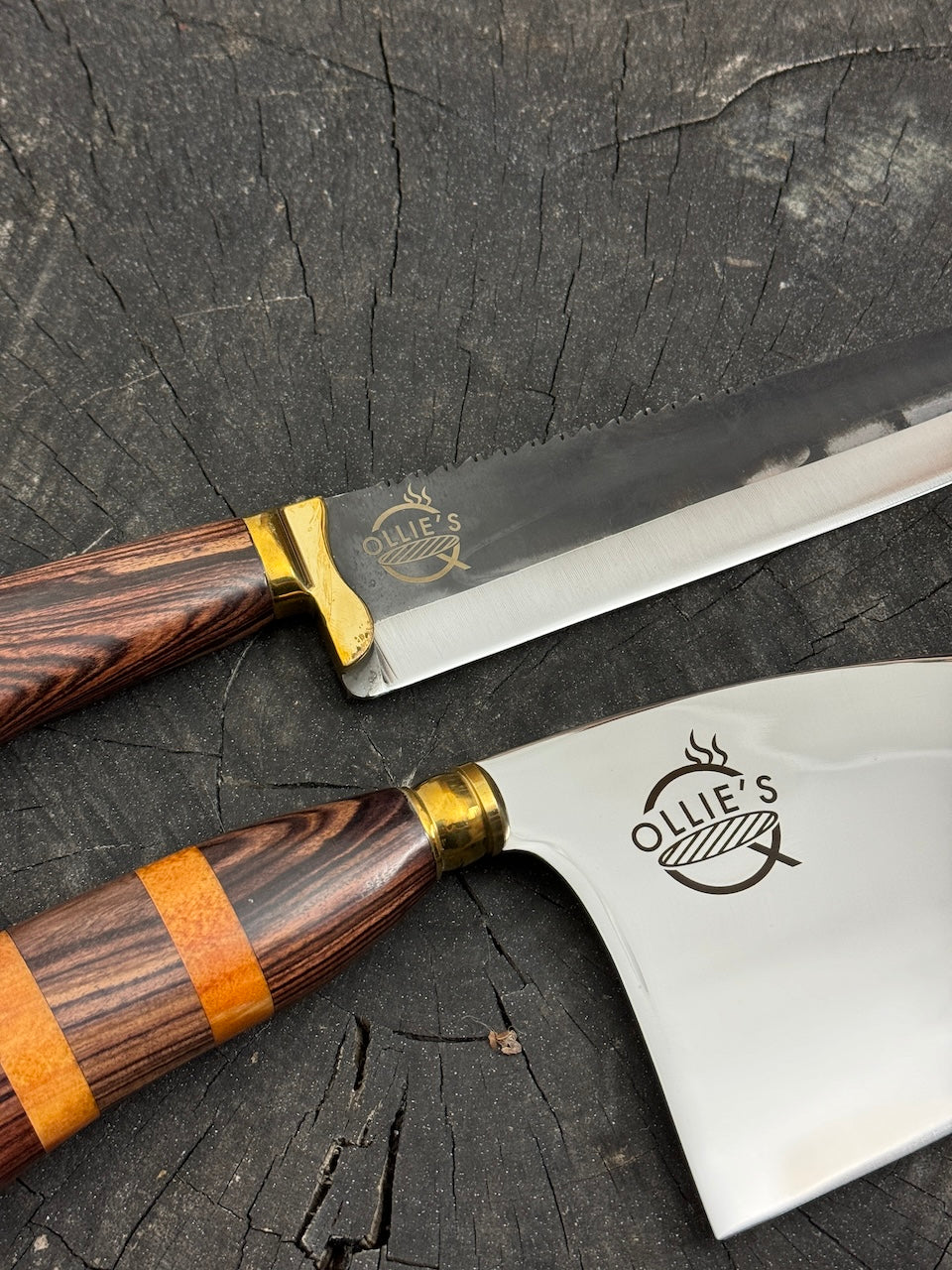 8&quot; Cleaver &amp; 9&quot; Artisan Knives, Jacaranda Hardwood, SS440