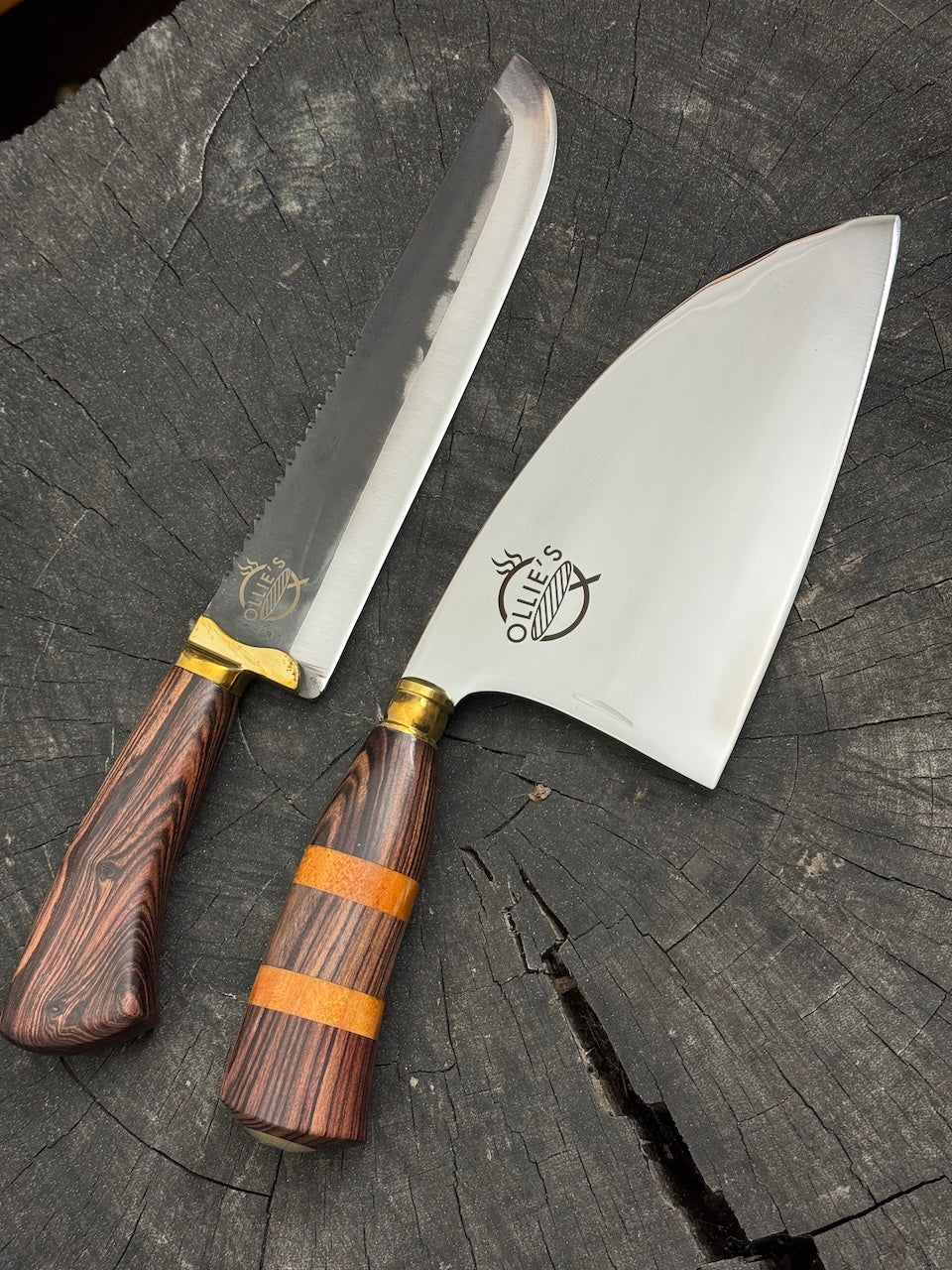 8&quot; Cleaver &amp; 9&quot; Artisan Knives, Jacaranda Hardwood, SS440