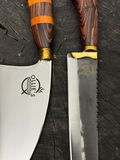 8&quot; Cleaver &amp; 9&quot; Artisan Knives, Jacaranda Hardwood, SS440