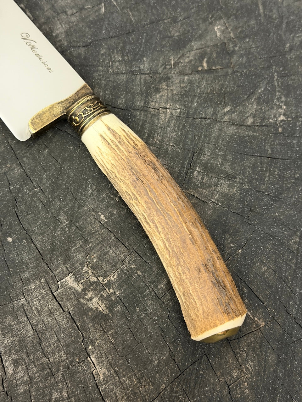 9" Artisan BBQ Knife, Deer Antler, SS440 - 230mm