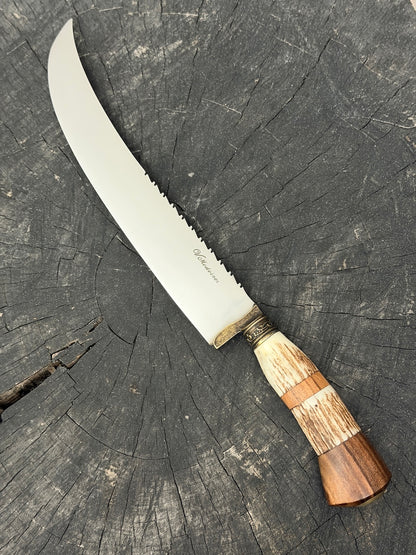 10" Butchers Knife, Deer Antler, SS440 - 250mm