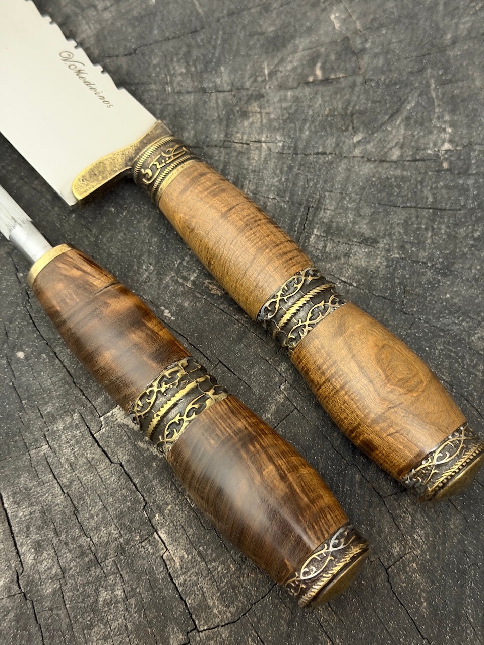 BBQ Knife &amp; Sharpening Steel Duo Set, Ipê Hardwood, SS440 - 250mm