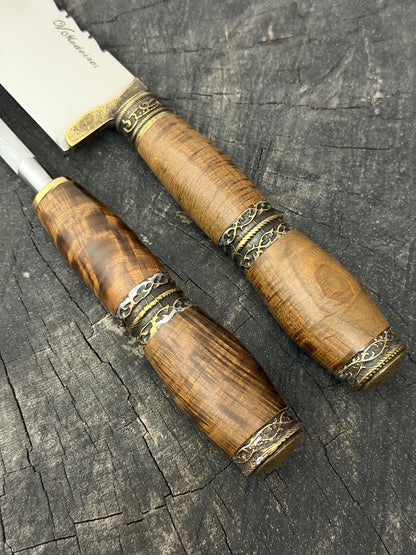 BBQ Knife &amp; Sharpening Steel Duo Set, Ipê Hardwood, SS440 - 250mm