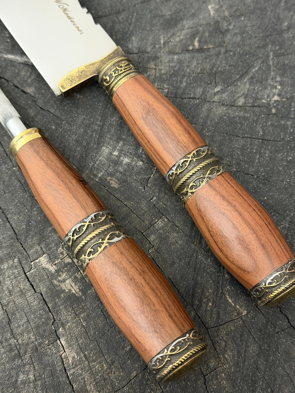 BBQ Knife &amp; Sharpening Steel Duo Set, Brauninha Hardwood, SS440 - 250mm