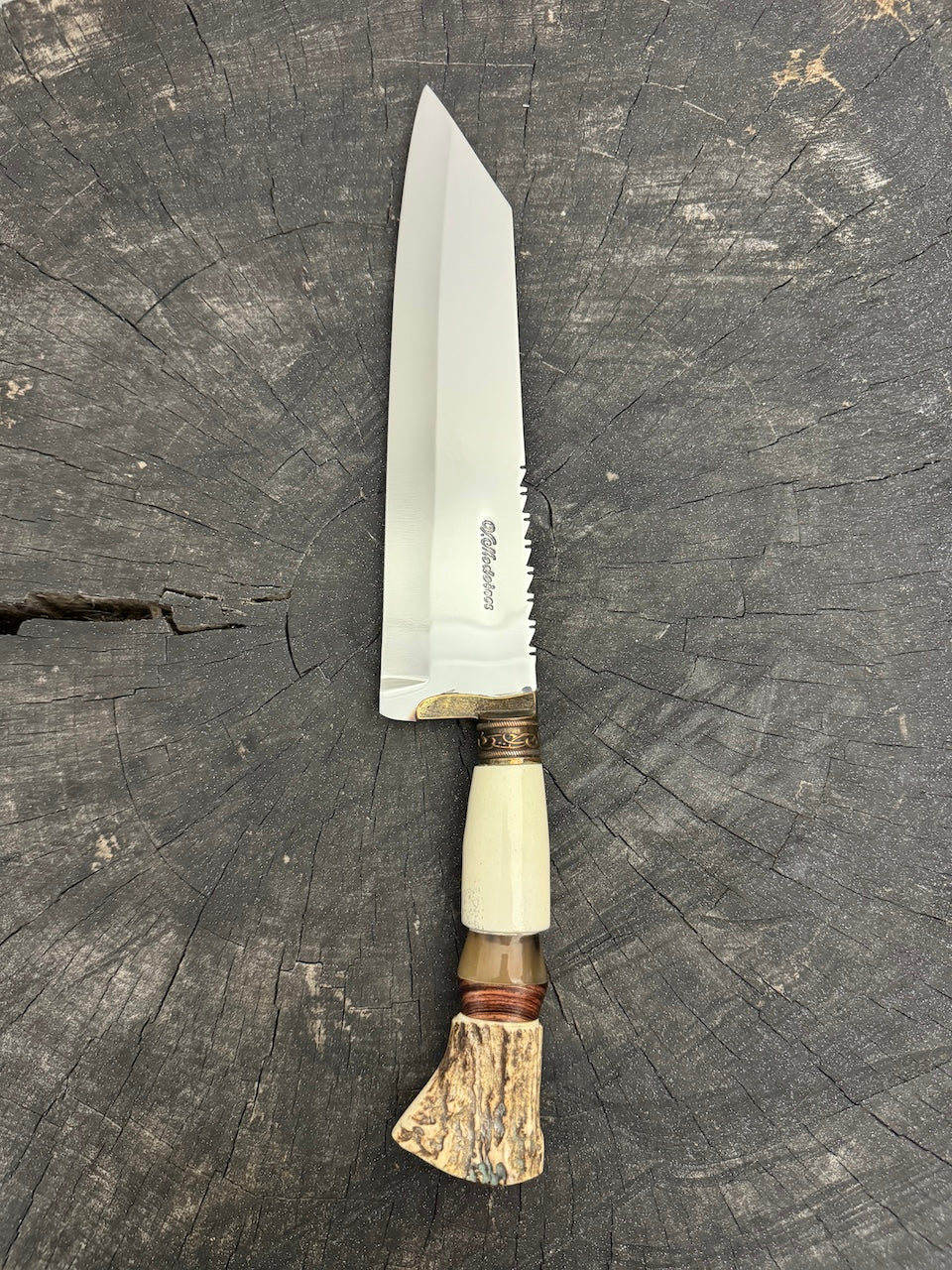 9" Bunka Pro Knife, Deer Antler, SS440 - 220mm