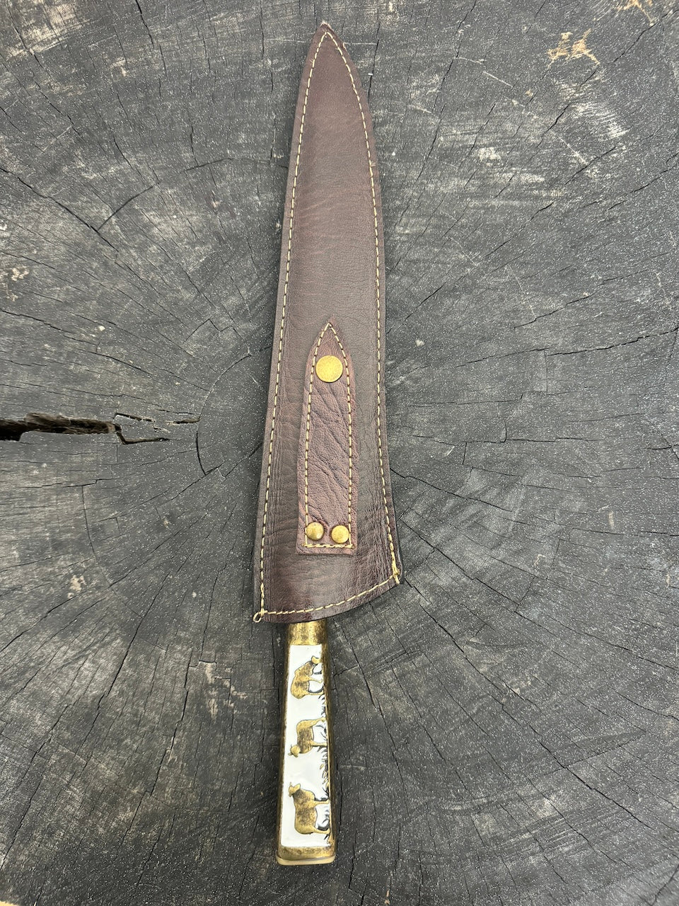 10&quot; Chef Knife, Brass Handle, SS420 - 250mm