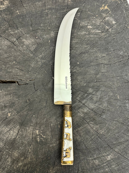 10&quot; Butchers Knife, Brass Handle, SS440 - 250mm