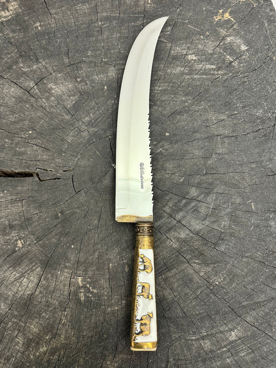 10" Butchers Knife, Brass Handle, SS440 - 250mm